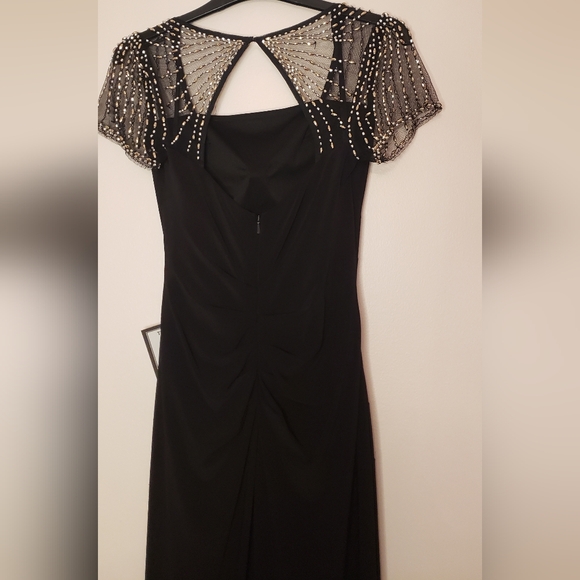 NWT Black Betsy &  Adam maxi dress with beaded sleeves retail $380 - Picture 6 of 11